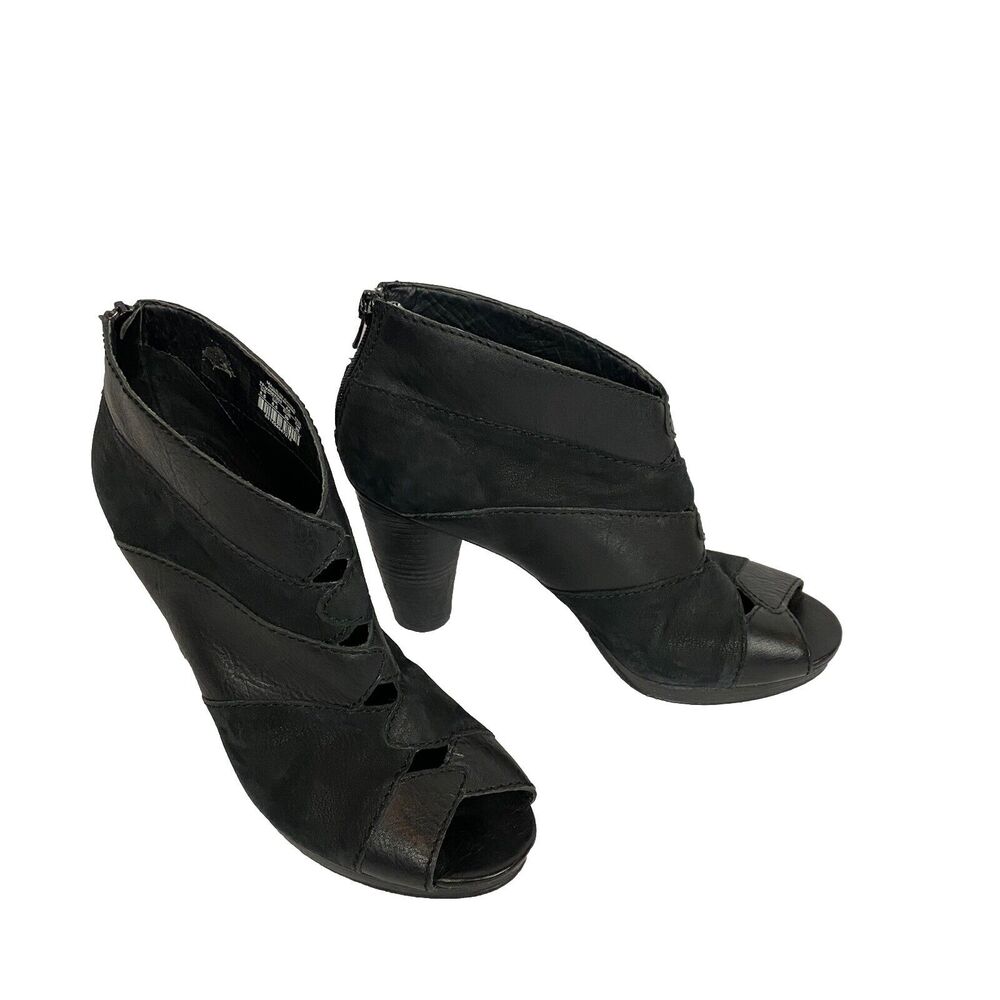 Fossil Bobbi Peep Toe Ankle Boots Booties Women’s Size 8.5 Black Leather - Picture 4 of 13